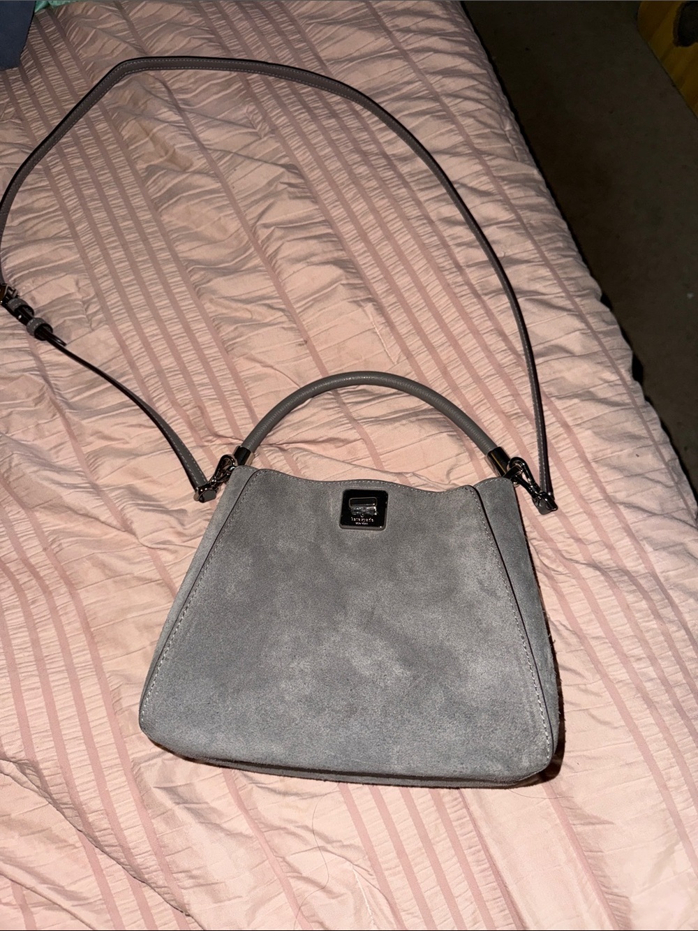 kate spade Gray Suede Top-Handle Crossbody Bag